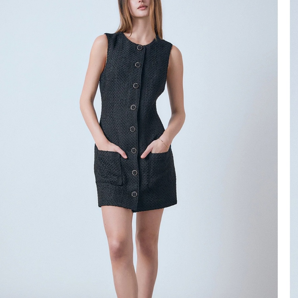 NWT ENDLESS ROSE TWEED MINI DRESS - BLACK - SIZE SMALL - NEVER WORN